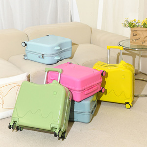 Kids Rideable ABS Hard Shell <b>Suitcase</b> 18 Inch Travel Luggage with Spinner Wheels and Password <b>Lock</b> - Product Image 2