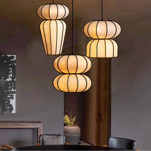 Lustre en tissu de style chinois, rond, avec douille E27, pour restaurant, salon de thé, décoration zen - Product Image 2