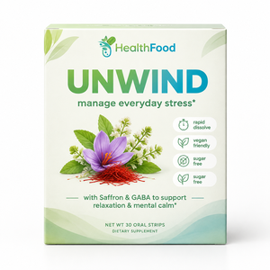 Tiras Orales HealthFood Unwind con GABA, Favorecen la Mejora de la Atención Sostenida y la Reducción de la Fatiga Cognitiva, Suplemento Dietético - Product Image 1