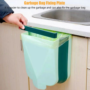 Bote de <span class=keywords><strong>basura</strong></span> de cocina colgante montado en la pared, <span class=keywords><strong>cubo</strong></span> de <span class=keywords><strong>basura</strong></span> de plástico pequeño para colgar plegable para gabinete - Product Image 2