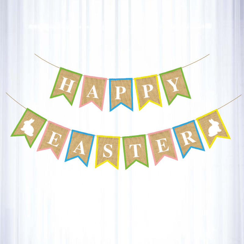 Wholesale HAPPY EASTER Burlap Banner Decoration Burlap Flag Easter ...
