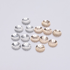 Plateau de broches rondes en métal perforé, plaqué rhodium et or KC, pour la fabrication d'accessoires capillaires, composants de bijoux de forme ronde de 12 mm - Product Image 1