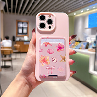 Ensemble de 2 pièces, Étui de téléphone portable avec porte-cartes adhésif, Coque arrière pour femmes pour iPhone 16 15 17 Air 18 Pro Max