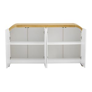 Gabinete de panel de puerta ondulado de 4 puertas DB, diseño de esquina curva con estantes ajustables para estudio y sala de estar - Product Image 4