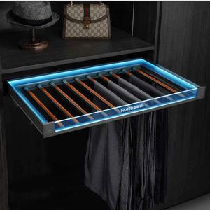 Meuble sous garde-robe Porte-<span class=keywords><strong>pantalon</strong></span> en cuir d'aluminium <span class=keywords><strong>Tiroir</strong></span> de rangement Accessoire d'armoire <span class=keywords><strong>suspendu</strong></span> - Product Image 1