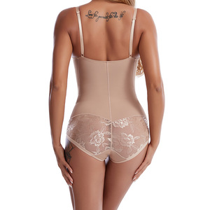 Combinaison amincissante en patchwork de dentelle, une pièce, <span class=keywords><strong>couleur</strong></span> unie, pour femmes, STMZT-19634 # Offre Spéciale - Product Image 4