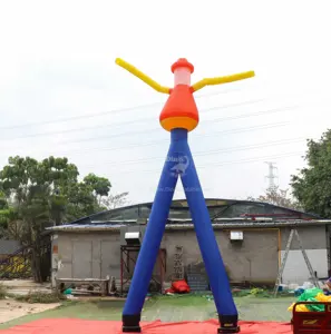 Özelleştirilmiş komik renkli şişme tüp adam el sallayarak gökyüzü dansçı karşılama dans hava yıldızı reklam için
