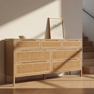 Commode Aruna en teck massif à 9 tiroirs, design élégant, écologique et durable, pour chambre moderne et usage en entrepôt - Product Image 5