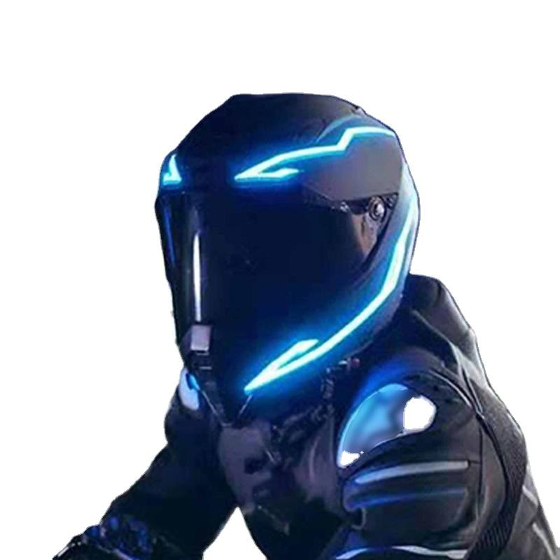 RTS Waterproof Motorcycle Bike Helmet LED Cold Light Strip EL Sticker  Flashing Warning Lights Night Riding Helmet Kit