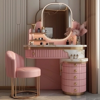 Plateau en marbre blanc de couleur personnalisée, coiffeuse en bois au design luxueux de style simple avec miroir