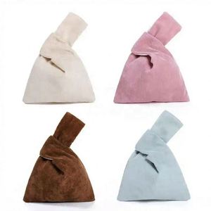 Wholesale Reusable Color Portable Japanese Custom Fabric Cotton Corduroy Pouch Knot Wrist <b>Bag</b> - Product Image 1