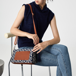 Women Fashion Knitted <strong>Crossbody</strong> <strong>Bag</strong> <strong>Navy</strong> <strong>Blue</strong> Pattern Handbag Brown Flap Shoulder <strong>Bag</strong> Casual Daily Carry - Product Image 4