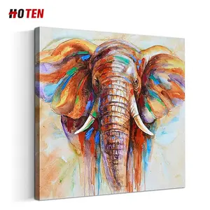 Hecho a mano de pared arte abstracto elefante pintura al óleo sobre lienzo