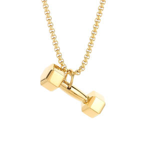 Europeo americano titanio acciaio Fitness manubbell bilanciere in acciaio inox sportivo <span class=keywords><strong>Bodybuilding</strong></span> collana per la moda - Product Image 5