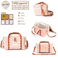 Sac isotherme fourre-tout en toile anti-fuite pour femme, idéal pique-nique, plage, voyage, avec sangle ondulée festonnée, faible MOQ, vente en gros