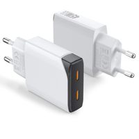 Chargeur GaN 45W à double port USB-C, chargeur rapide et fin, PPS QC3.0 SCP PD, prise murale EU, pour iPhone 15 14, Samsung, téléphone Android