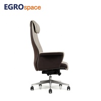 EGROspace Chaise de bureau de direction ergonomique en cuir, dossier haut, pour réception, mobilier de luxe moderne en bois