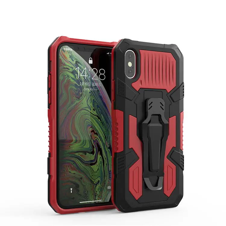 2020 new design Kickstand holder 2 in 1 Armor Back clip shockproof phone case cover for X XR Xs Max SE2020 for Samsung Huawei