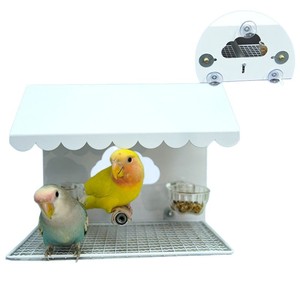 Tổ Vẹt hợp kim nhôm bền-Dễ dàng vệ sinh Túp lều ẩn 3 trong 1 & Máng Ăn cho Vẹt và chim yêu - Product Image 5
