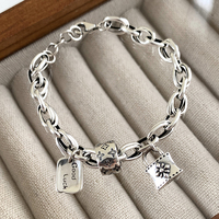 Bracelets et joncs de mode en or plaqué, personnalisés, ajustables, de luxe, avec breloques d'amour et d'amitié, style hip-hop, pour filles
