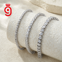 Bracelet tennis classique en argent S925 avec moissanite ronde sertie à griffes, couleur D VVS, pierres continues, pour femme