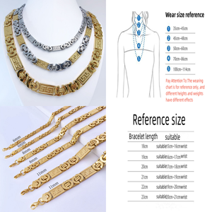 18K oro placcato in acciaio inox bizantino collana bracciale grande cubano piatto re gioielli per gli uomini per l'anniversario - Product Image 5