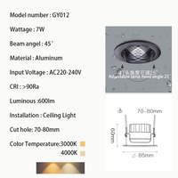 Plafonnier encastré COB 3000K / 4000K / 6000K IP54 étanche 7W Lumières LED encastrées pour la maison Salon Salle de bain