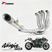 Sistema de Escape para Motocicleta Kawasaki H2 H2R, Precio de Fábrica Forsound, Sistema Completo de Titanio con Coloración de Llama, Tubo de Carreras