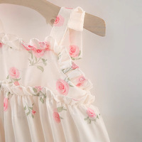 1750 nouveau Style coréen été robe à bretelles pour les filles col rond motif fleuri bébé fille fleur princesse jupe