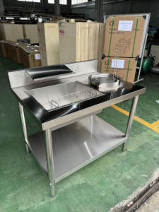 Mesa de Empanado Manual para Pollo KFC, Acero Inoxidable, Venta Directa de Fábrica, para Uso en Panadería, Mesa de Trabajo para Comida Rápida - Product Image 3