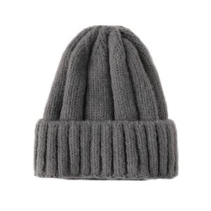 Fabricants de bonnets en tricot d'hiver en coton uni de couleur unie, logo personnalisé, style ample, pour l'extérieur, en gros - Product Image 3