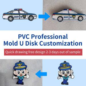 Promotion Cadeau Police Forme Widgets Personnalisé <span class=keywords><strong>Dessin</strong></span> <span class=keywords><strong>Animé</strong></span> CuteKey Anneau 2D En Caoutchouc Porte-clés Accessoire Pendentif Doux Pvc Porte-clés - Product Image 3