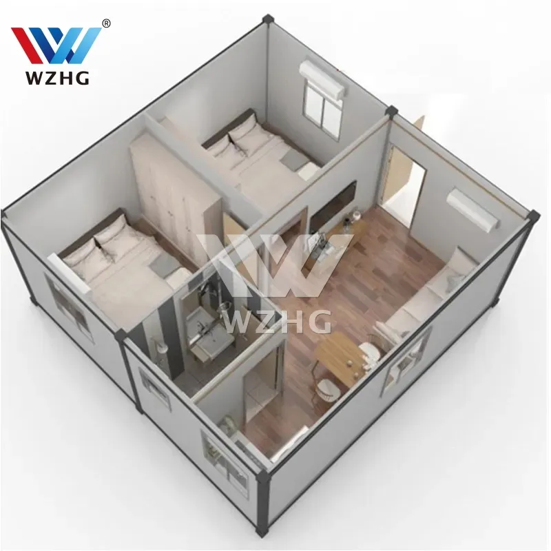 40 Foot Flat Packaging Container Two Bedroom Prefabricated Granny Flat