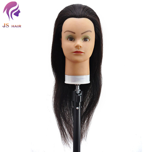 Cabeza de Maniquí de Entrenamiento con Cabello Humano, Cabeza de Práctica de Peluquería, <span class=keywords><strong>Muñeca</strong></span> Maniquí con Cabello, Modelo de Cabeza para Entrenamiento de Peluqueros - Product Image 1