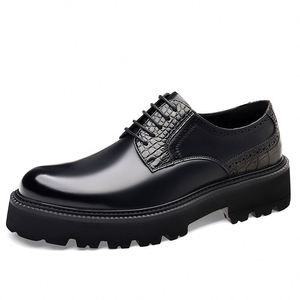 Nouvelles Chaussures Homme en Cuir Véritable à Lacets Respirantes Légères Antidérapantes à Semelle Épaisse en Cuir Verni pour Bureau, Carrière et Mariage - Product Image 1