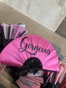 Original Iridescent <b>Bamboo</b> Hand Fan Large Holographic Painted Technique for Music Festivals Promotion Souvenir Decorative - Product Image 2