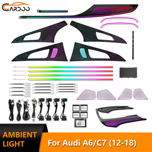 Éclairage d'ambiance intérieur en fibre de carbone Symphony pour <span class=keywords><strong>Audi</strong></span> <span class=keywords><strong>A6</strong></span> <span class=keywords><strong>Avant</strong></span> C7 2012-2018, panneau lumineux et cache-haut-parleur, accessoires de mise à niveau - Product Image 1