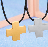 Yiwu Aceon acier inoxydable graisse large croix courte hommes plaine bijoux religieux personnalisé brossé curseur carré croix pendentif