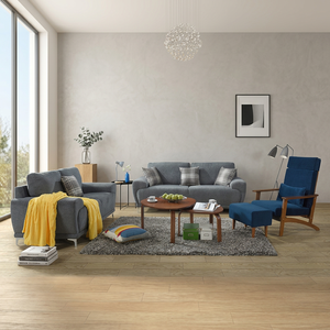 Canapé en forme de L 321 JPS 600888A convertible pour chambre à coucher et salon, tissu gris foncé moderne, mobilier de salon en aluminium - Product Image 2
