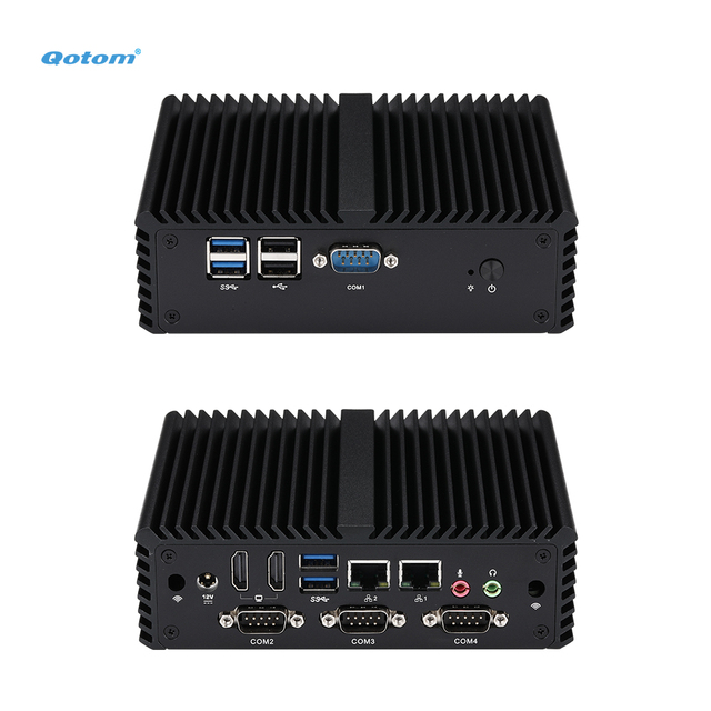 Qotom Q30400P Fanless Industrial Mini PC Aluminum Case Intel Haswell Broadwell 4 COM 2 LAN 6 USB Dual HD Computer