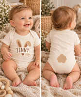 Combinaison de Pâques personnalisée pour bébé en coton avec nom personnalisé, tenue de lapin pour bébé, body de lapin de Pâques, première tenue de Pâques, cadeau de Pâques pour bébé