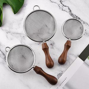 Commercio all'ingrosso utensili in acciaio inox manico in <span class=keywords><strong>legno</strong></span> maglia tè succo di caffè filtro per bevande a base di erbe - Product Image 2