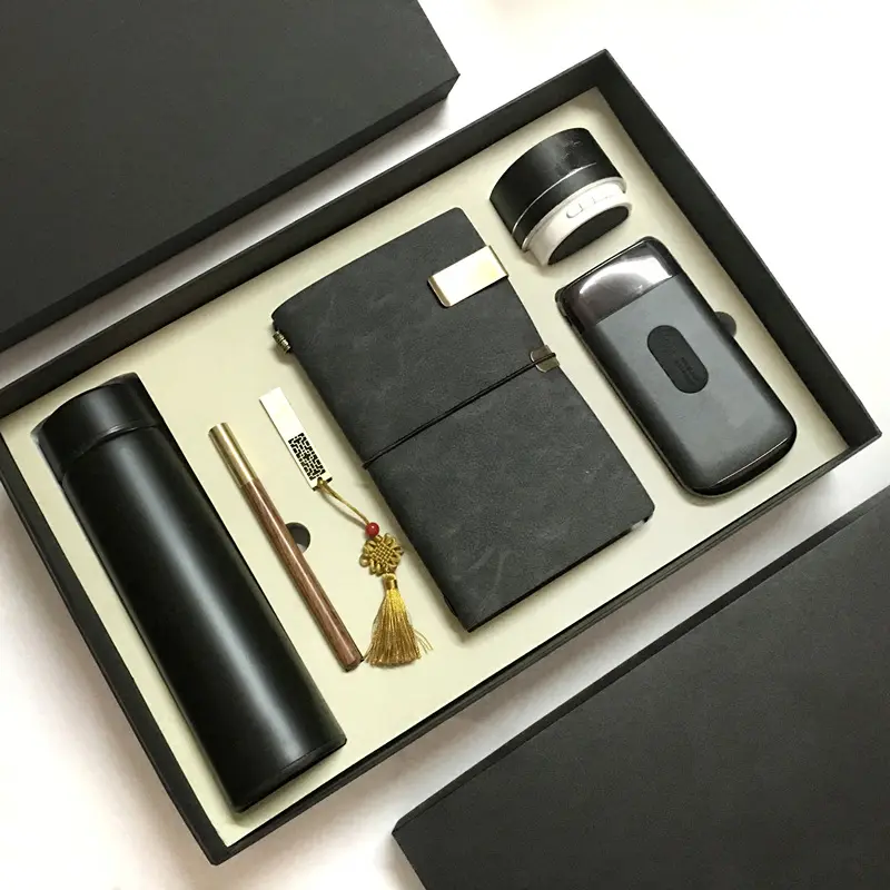 Vente en gros marketing exécutif promotionnel personnalisé noir carnet de notes avec tasse et stylo cadeau ensemble de papeterie