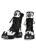 Bottes de moto à rivets multicolores, nouvelles bottes de rue rock punk à talon rond épais, bottes tendance à rivets flamme, boucle de ceinture gothique