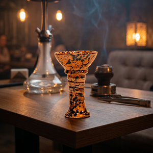 Auténtico Cachimbo de Cerámica Esmaltada Estilo Alemán Khalil Mamoon - Diseño Marrón con Puntos Negros - Product Image 2