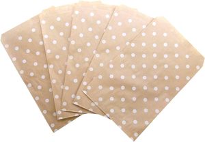 Sacchetti regalo decorativi in carta piatta sacchetti regalo in carta personalizzati con stampa bianca sacchetto di carta per affari biscotti caramella busta marrone - Product Image 4