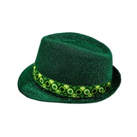Chapeau de cowboy lumineux à sequins trèfle irlandais, idéal pour la Saint-Patrick, les fêtes western et les festivals – Vente flash