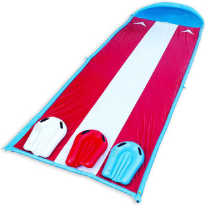 Jardin extérieur Triple Racer glissade d'<span class=keywords><strong>eau</strong></span> et toboggan gonflable extérieur jardin toboggan arroseur <span class=keywords><strong>tapis</strong></span> anti-éclaboussures pour enfants adultes - Product Image 1