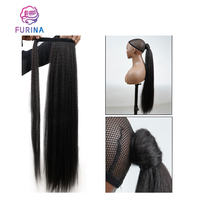 Populaire 140g 34 pouces Possédant Natural Grace Long Style Wrap Around Yaki Fiber Synthétique Ponytails pour les femmes