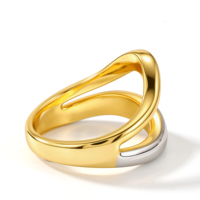 Bague Minimaliste Bicolore en Laiton Mylove, Plaqué Or 18K et Platine, Métal Mixte, Courbée et Ondulée, Vente en Gros pour Mariage